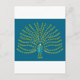 Postcard with Peacock Illustration Briefkaart