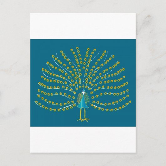 Postcard with Peacock Illustration Briefkaart (Voorkant)