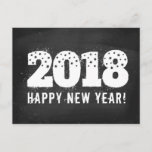 Postcard with text of 2018 on chalkboard. New year Feestdagenkaart<br><div class="desc">Retro postcard of a 2018 on chalk board. Vintage greeting card for New Year 2018. Happy New Year!</div>