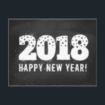 Postcard with text of 2018 on chalkboard. New year Feestdagenkaart<br><div class="desc">Retro postcard of a 2018 on chalk board. Vintage greeting card for New Year 2018. Happy New Year!</div>