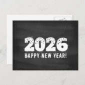 Postcard with text of 2026 on chalkboard. New year Feestdagenkaart (Voorkant / Achterkant)