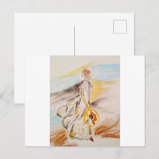 Postcard woman on sand briefkaart (Voorkant / Achterkant)