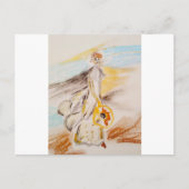Postcard woman on sand briefkaart (Voorkant)