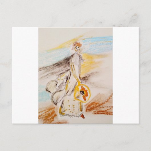 Postcard woman on sand briefkaart (Voorkant)