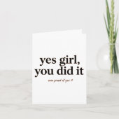 Postcard yes Girl you did it, gift card graduation Kaart (Voorkant)