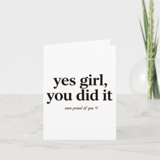 Postcard yes Girl you did it, gift card graduation Kaart