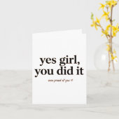 Postcard yes Girl you did it, gift card graduation Kaart (Gele Bloem)