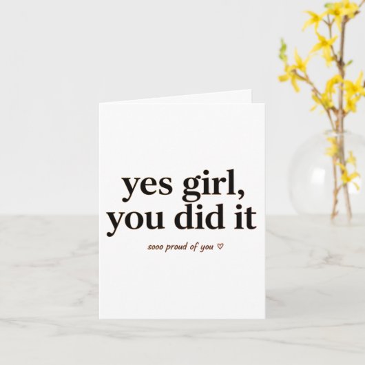 Postcard yes Girl you did it, gift card graduation Kaart (Gele Bloem)