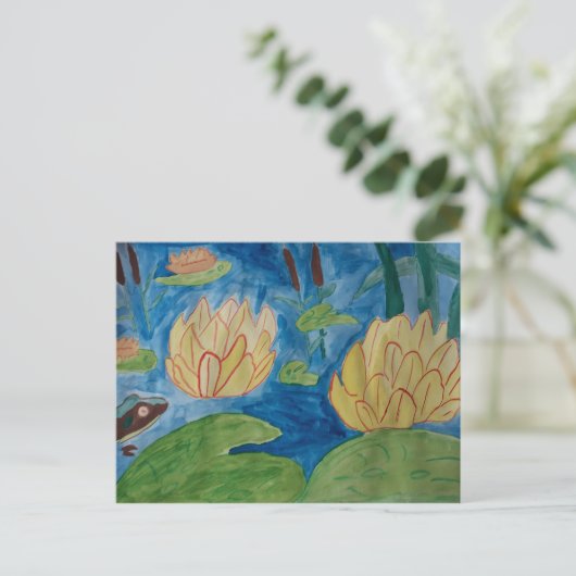 Postcode kikker & waterlib briefkaart (Staand voorkant)