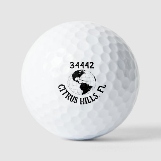 Postcode Stad Staat Wereldbol Wereldkaart Golfballen (Voorkant)