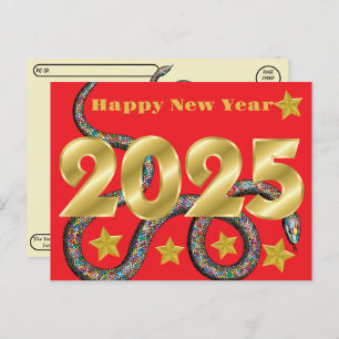 Postcrossing 2025 Jaar van de Slang Briefkaart