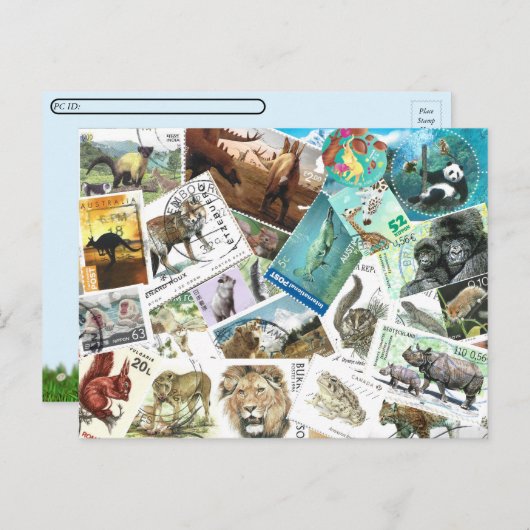 Postcrossing Animal Postzegels Briefkaart (Voorkant / Achterkant)