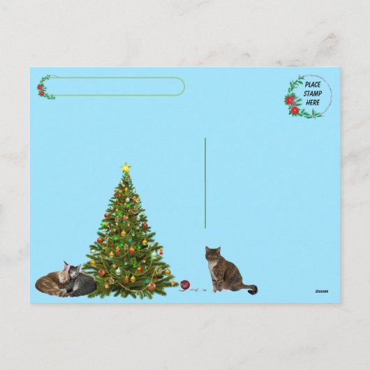 Postcrossing -Annie, Taz en Tito - Kattenkerst Feestdagenkaart (Achterkant)