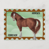 Postcrossing - Brown Horse Postage Look Briefkaart (Voorkant)