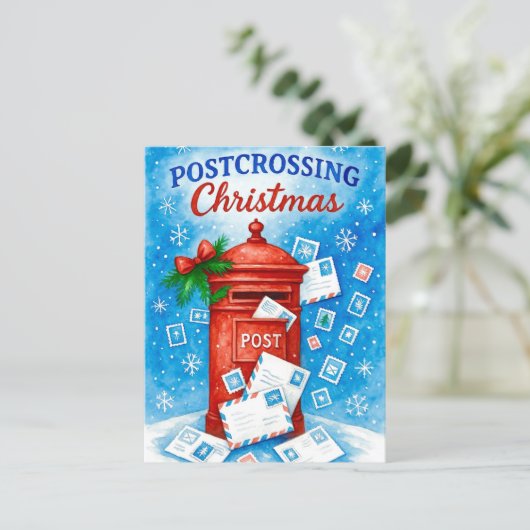 Postcrossing Christmas Festive Watercolor Postcard Feestdagenkaart (Staand voorkant)