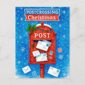 Postcrossing Christmas Watercolor Mailbox Postcard Feestdagenkaart (Voorkant)