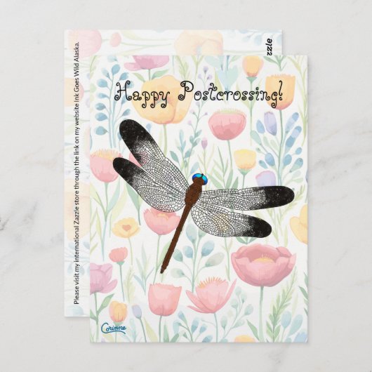 Postcrossing Dragonfly - Briefkaart (Voorkant / Achterkant)
