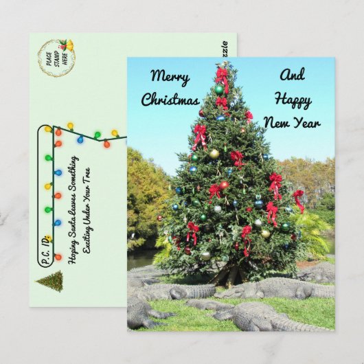 Postcrossing - Florida Gator Kerstboom Briefkaart (Voorkant / Achterkant)