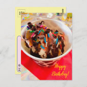 Postcrossing ijs-sundae verjaardagsansichtkaart briefkaart (Voorkant / Achterkant)