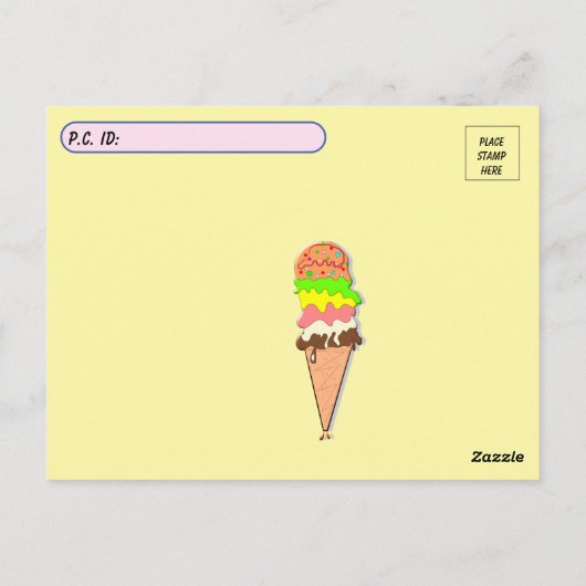 Postcrossing ijs-sundae verjaardagsansichtkaart briefkaart (Achterkant)