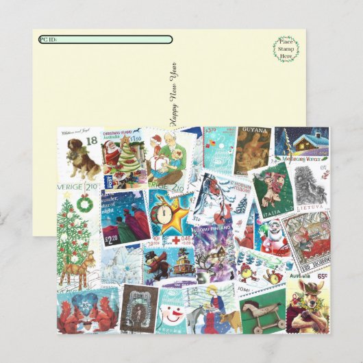 Postcrossing -International Postage Christmas Feestdagenkaart (Voorkant / Achterkant)