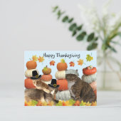 Postcrossing - Katten, pompoenen en herfstbladeren Briefkaart (Staand voorkant)