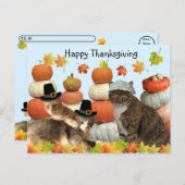 Postcrossing - Katten, pompoenen en herfstbladeren Briefkaart (Voorkant / Achterkant)