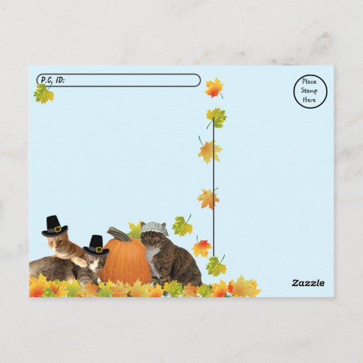 Postcrossing - Katten, pompoenen en herfstbladeren Briefkaart (Achterkant)