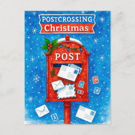 Postcrossing Kerst Watercolor Brievenbus Postkaart Feestdagenkaart