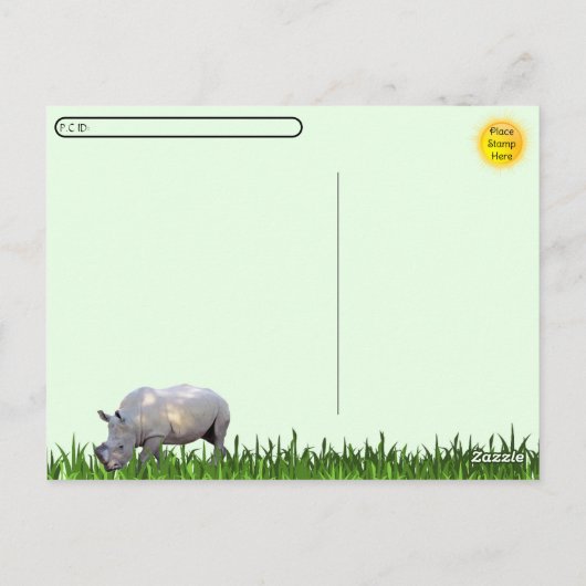 Postcrossing Oplaadneushoorn Briefkaart (Achterkant)