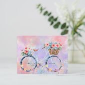 Postcrossing - Pastel Flowered Bicycle Feestdagenkaart (Staand voorkant)