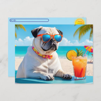 Postcrossing Pug in Paradise Briefkaart