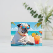 Postcrossing Pug in Paradise Briefkaart (Staand voorkant)