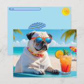 Postcrossing Pug in Paradise Briefkaart (Voorkant / Achterkant)