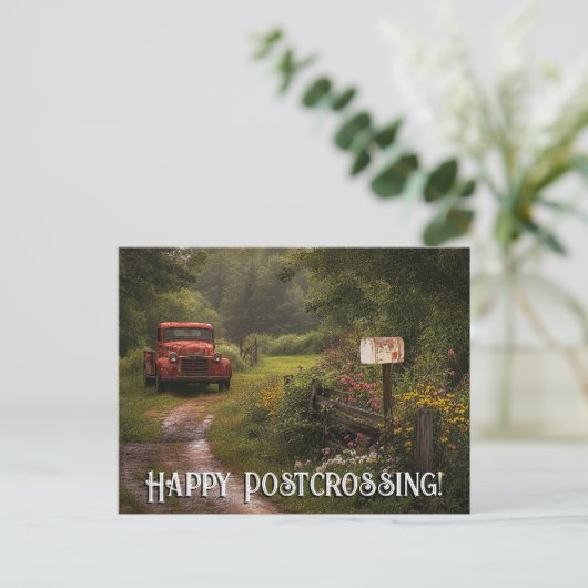 Postcrossing Rode Vrachtwagen - Briefkaart (Staand voorkant)