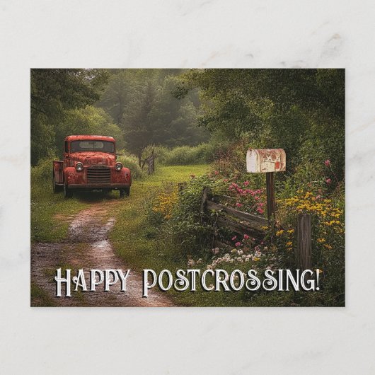 Postcrossing Rode Vrachtwagen - Briefkaart (Voorkant)