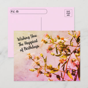Postcrossing Roze Wilde Bloem Verjaardagsansichtka Briefkaart