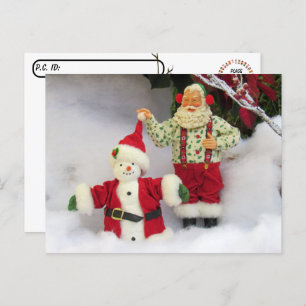 Postcrossing - Santa bouwt een sneeuwpop Briefkaar Briefkaart