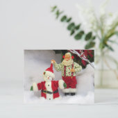 Postcrossing - Santa bouwt een sneeuwpop Briefkaar Briefkaart (Staand voorkant)