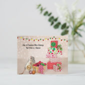 Postcrossing - Schattigee rat versieren voor kerst Briefkaart (Staand voorkant)