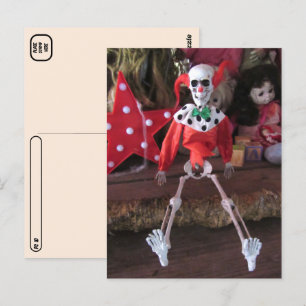 Postcrossing Skelet Clown Doll Halloween Briefkaart