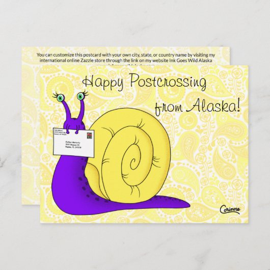  Postcrossing Snail - Briefkaart (Voorkant / Achterkant)