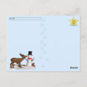 Postcrossing - Sneeuwman en rendier plezier winter Briefkaart (Achterkant)