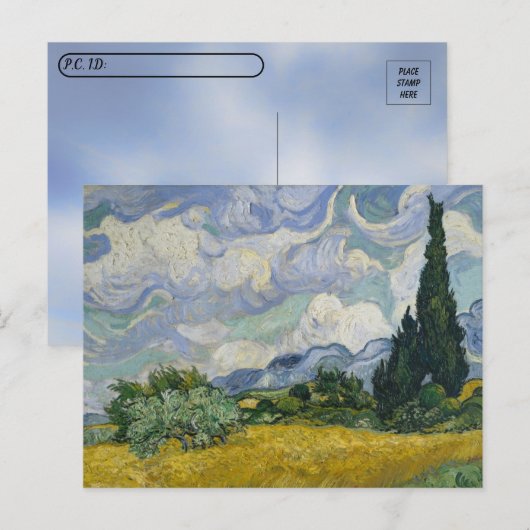 Postcrossing - Tarwevelden met cipressen Van Gogh Briefkaart (Voorkant / Achterkant)