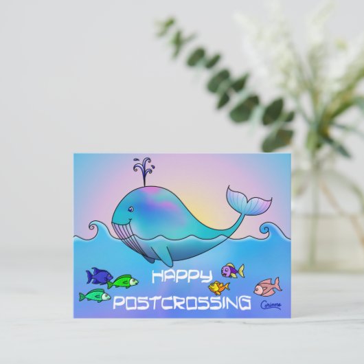 Postcrossing Whale - Briefkaart (Staand voorkant)