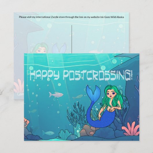 Postcrossing Zeemeermin - Briefkaart (Voorkant / Achterkant)
