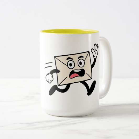 Postdame met post tweekleurige koffiemok (Voorkant rechts)