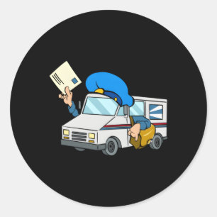 Postdienst Vrachtwagen Illustratie Postdrager M Ronde Sticker