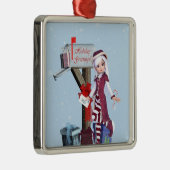 Postdrager Elf Mailbox Gifts Silver Ornament (Rechts)