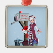 Postdrager Elf Mailbox Gifts Silver Ornament (Voorkant)